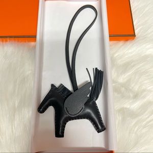 Brand New Hermes So Black Pegase Rodeo Bag Charm Leather PM size RARE Item